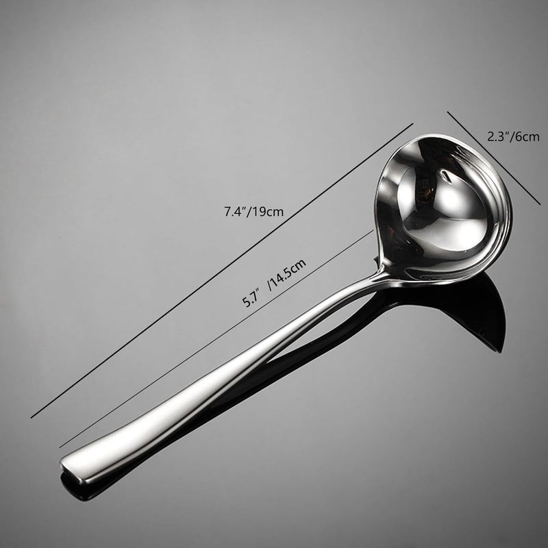 ZDFQly 2 Pieces Stainless Steel Small Ladle, Gravy Ladle, Sauce Drizzle Spoon with Spout, Small Sauce Spoon for Gravies and Dressings, Silver - Image 3
